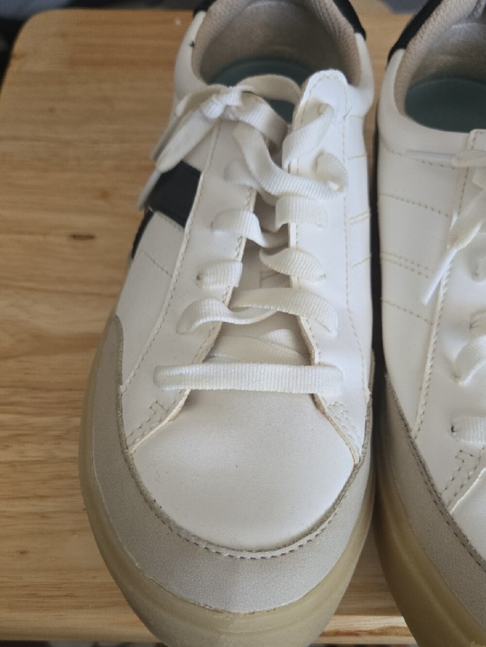 Dr. Scholl's Women's Cream and Black Platform Sneakers - Picture 4 of 9